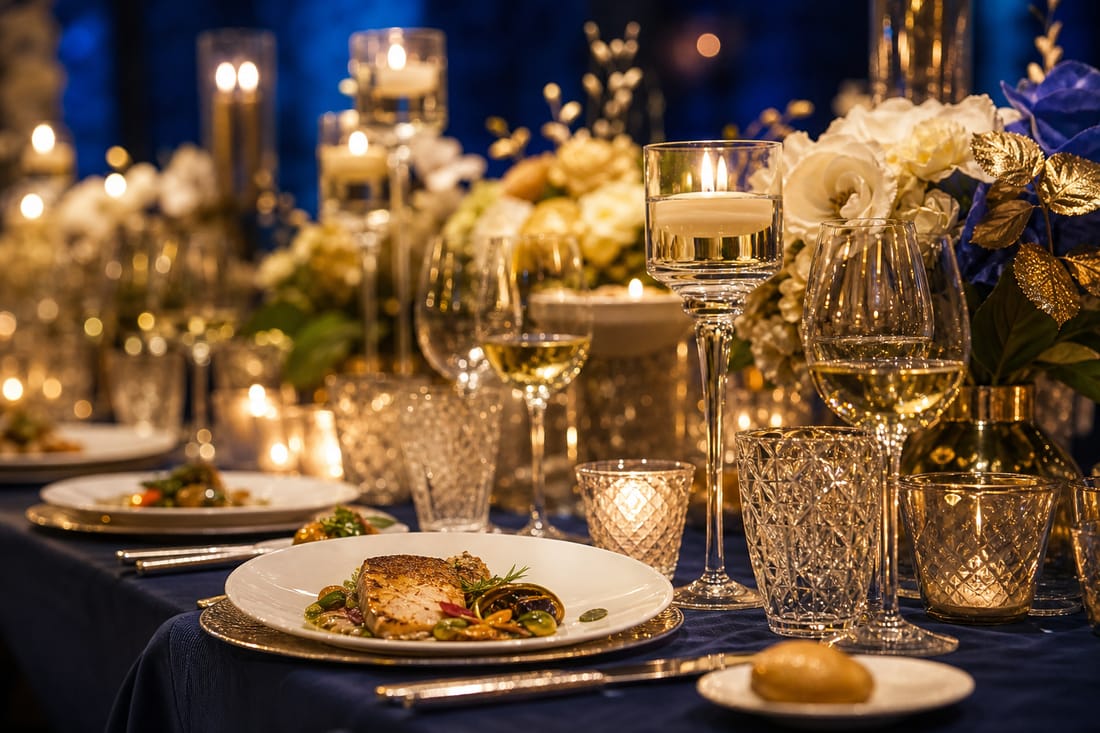 Exemple : table gastronomique dressée pour réception